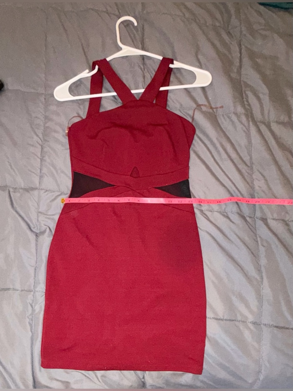 Charlotte Russe Red Bodycon Dress | Mesh Cutout | Size Small - Picture 5 of 6